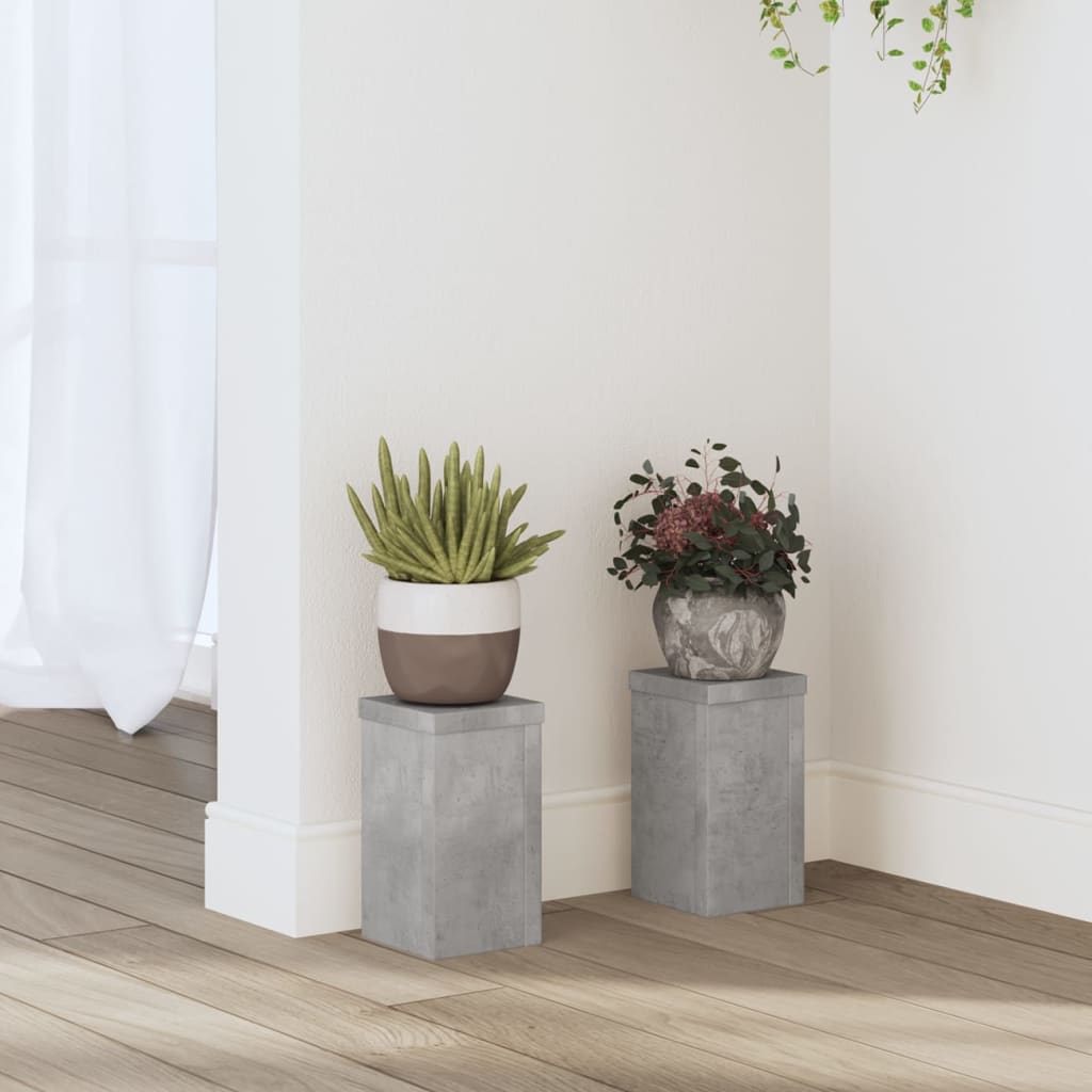 Supporti per Piante 2 pz Grigio 10x10x18 cm Legno Multistrato | homemem39