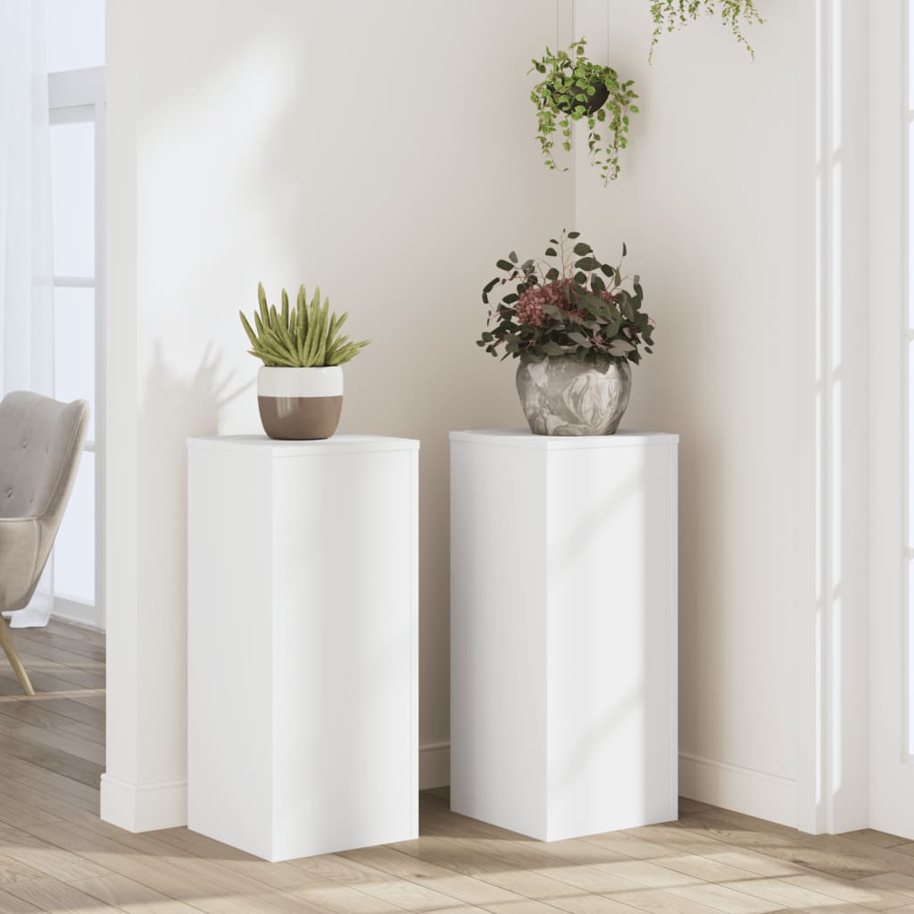 Supporti per Piante 2 pz Bianchi 30x30x70 cm Legno Multistrato | homemem39