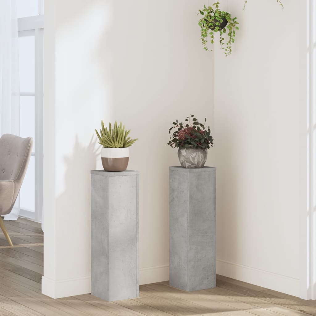 Supporti per Piante 2 pz Grigio 17x17x60 cm Legno Multistrato - homemem39