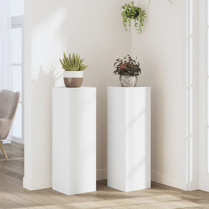 Supporti per Piante 2 pz Bianchi 25x25x80 cm Legno Multistrato | homemem39