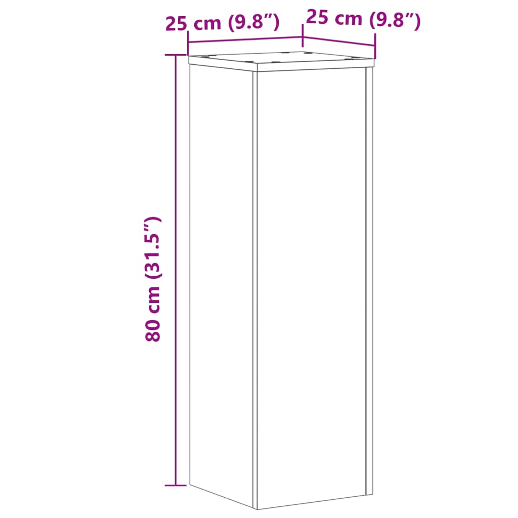 Supporti per Piante 2 pz Rovere 25x25x80 cm in Multistrato | homemem39