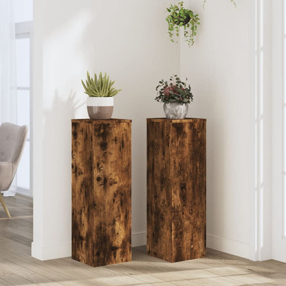 Supporti per Piante 2 pz Rovere 25x25x80 cm Legno Multistrato | homemem39