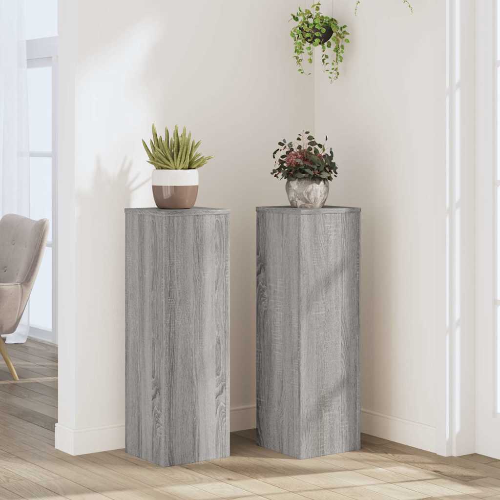 Supporti per Piante 2 pz Grigio 25x25x80 cm in Multistrato | homemem39