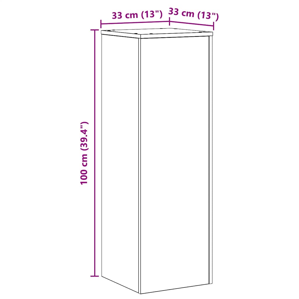 Supporto per Piante Rovere Fumo 33x33x100 cm in Truciolato | homemem39