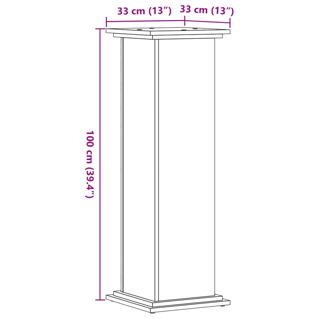 Supporto per Piante Rovere Fumo 33x33x100 cm in Truciolato | homemem39