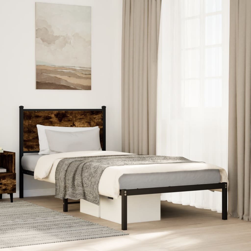 Giroletto senza Materasso in Metallo Rovere Fumo 75x190 cm | homemem39