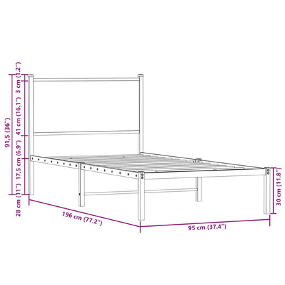 Giroletto senza Materaso in Metallo Rovere Fumo 90x190 cm