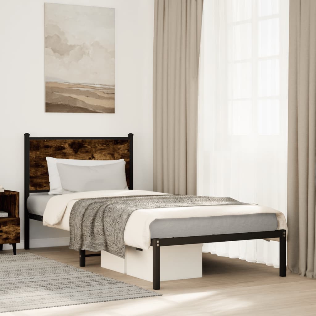 Giroletto senza Materaso in Metallo Rovere Fumo 90x190 cm | homemem39