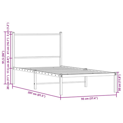 Giroletto senza Materaso in Metallo Rovere Fumo 90x200 cm