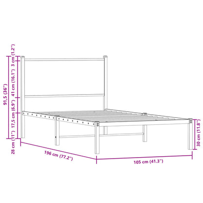 Giroletto senza Materaso in Metallo Rovere Fumo 100x190 cm