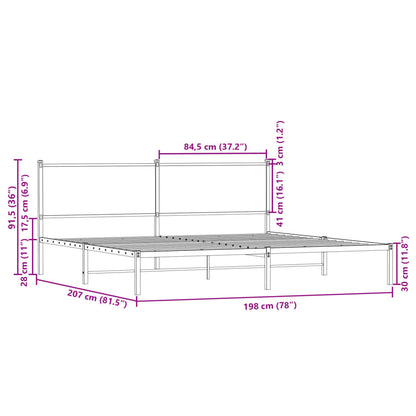 Giroletto senza Materaso in Metallo Rovere Fumo 193x203 cm