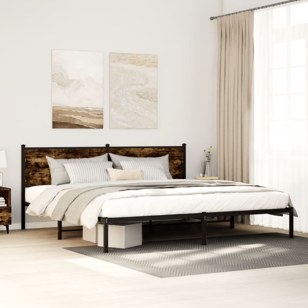 Giroletto senza Materaso in Metallo Rovere Fumo 193x203 cm | homemem39