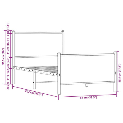 Giroletto senza Materaso in Metallo Rovere Fumo 80x200 cm