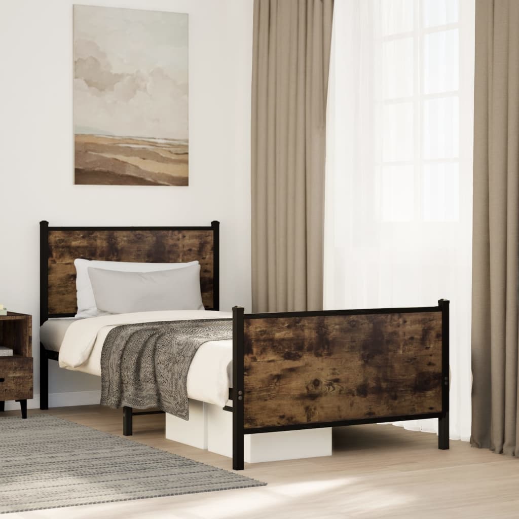 Giroletto senza Materaso in Metallo Rovere Fumo 90x190 cm | homemem39