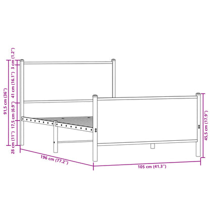 Giroletto senza Materaso in Metallo Rovere Fumo 100x190 cm