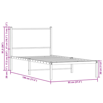 Giroletto senza Materaso in Metallo Rovere Sonoma 90x190 cm