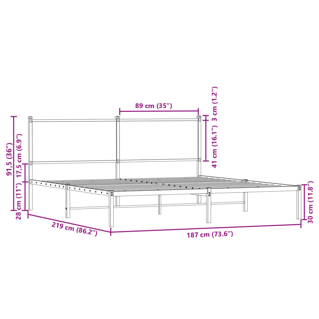 Giroletto senza Materaso in Metallo Rovere Sonoma 183x213 cm