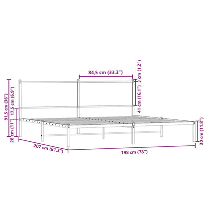 Giroletto senza Materaso in Metallo Rovere Sonoma 193x203 cm - homemem39