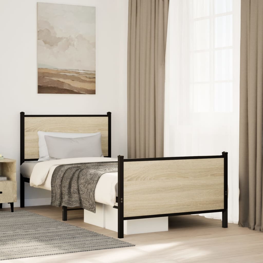 Giroletto senza Materaso in Metallo Rovere Sonoma 90x190 cm | homemem39