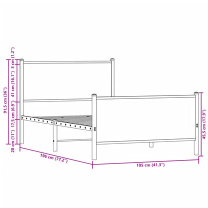 Giroletto senza Materaso in Metallo Rovere Sonoma 100x190 cm