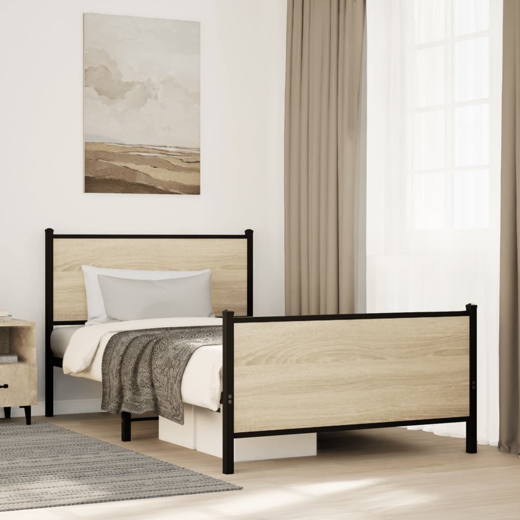 Giroletto senza Materaso in Metallo Rovere Sonoma 100x190 cm | homemem39