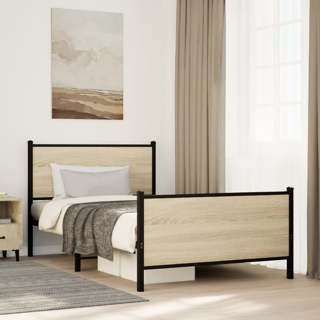 Giroletto senza Materaso in Metallo Rovere Sonoma 100x200 cm | homemem39