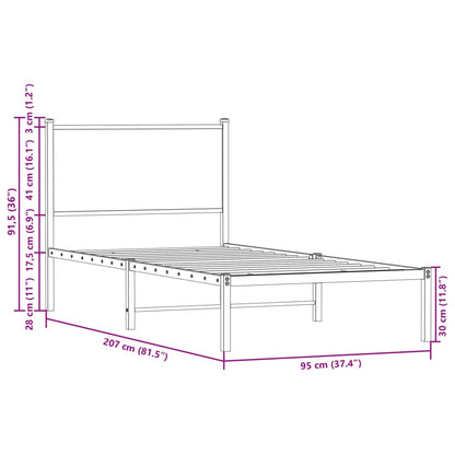 Giroletto senza Materasso in Metallo Rovere Marrone 90x200 cm | homemem39