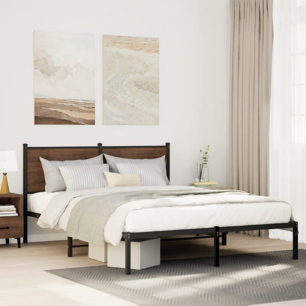 Giroletto senza Materasso in Metallo Rovere Marrone 140x200 cm