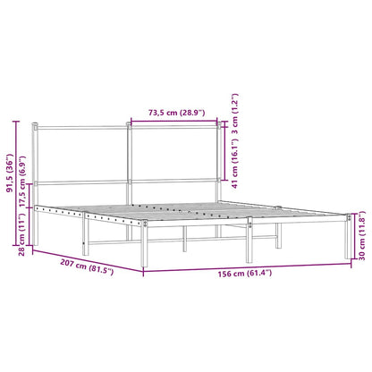 Giroletto senza Materaso in Metallo Rovere Marrone 150x200 cm