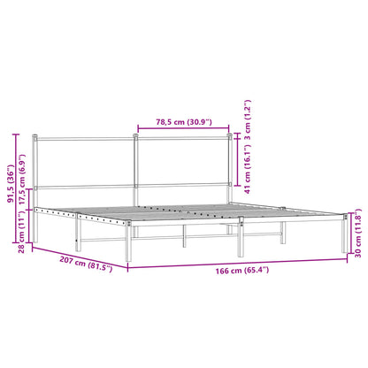 Giroletto senza Materaso in Metallo Rovere Marrone 160x200 cm