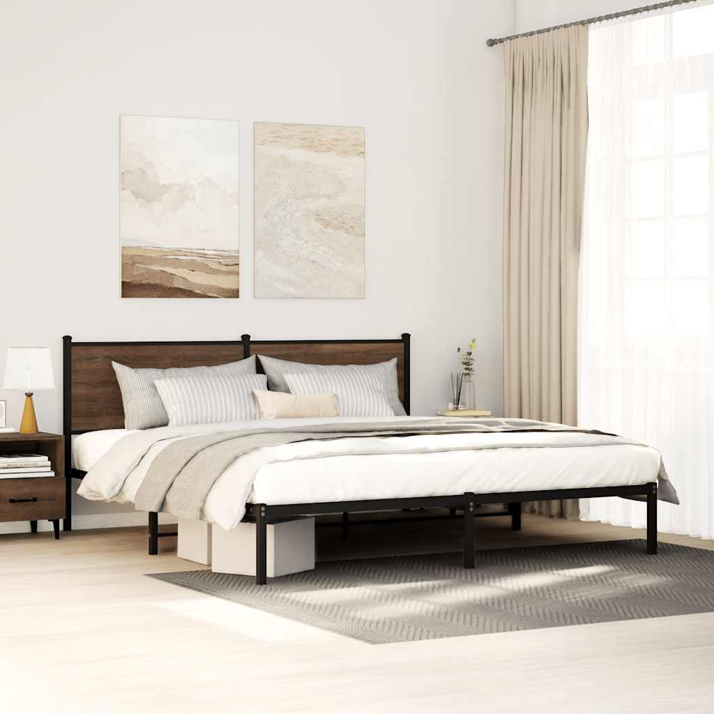 Giroletto senza Materaso in Metallo Rovere Marrone 193x203 cm | homemem39