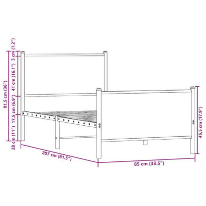 Giroletto senza Materasso in Metallo Rovere Marrone 80x200 cm
