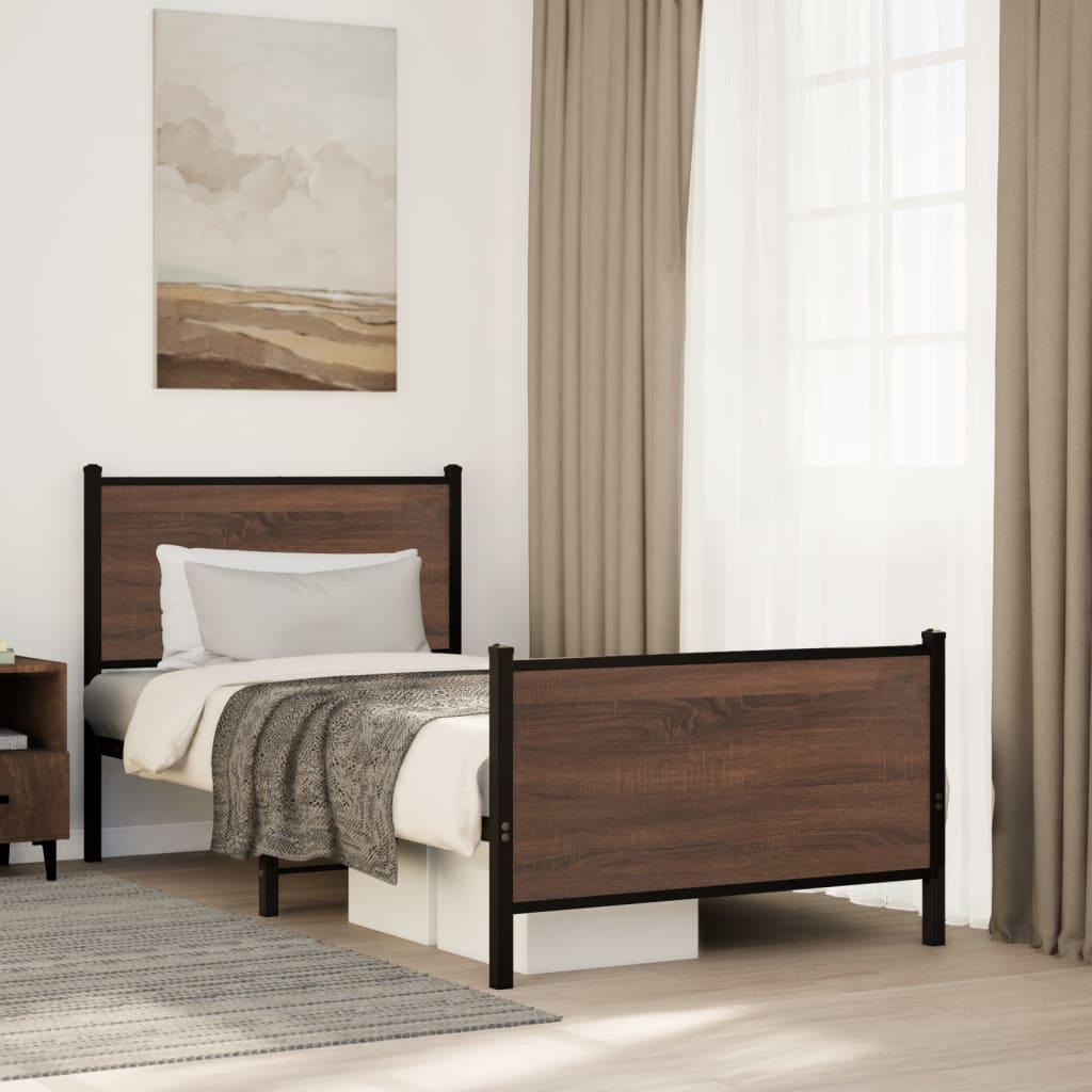 Giroletto senza Materasso in Metallo Rovere Marrone 90x200 cm | homemem39