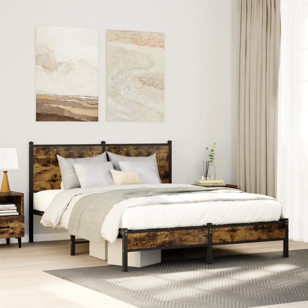 Giroletto senza Materaso in Metallo Rovere Fumo 140x190 cm | homemem39