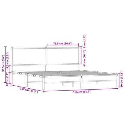Giroletto senza Materaso in Metallo Rovere Fumo 160x200 cm