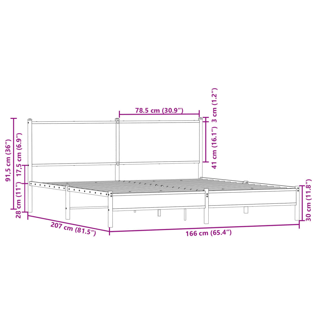 Giroletto senza Materaso in Metallo Rovere Fumo 160x200 cm