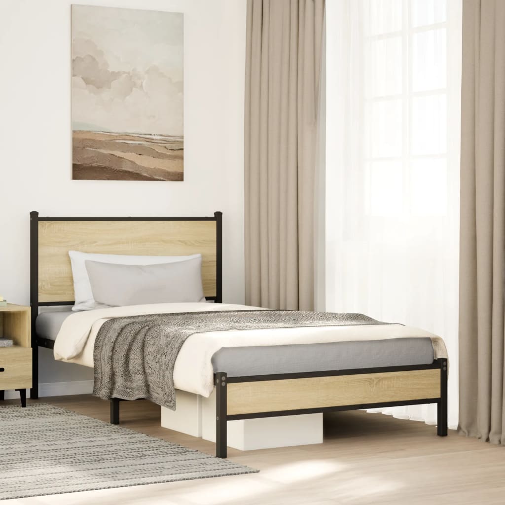 Giroletto senza Materaso in Metallo Rovere Sonoma 100x200 cm | homemem39