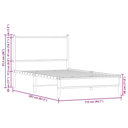 Giroletto senza Materaso in Metallo Rovere Sonoma 107x203 cm