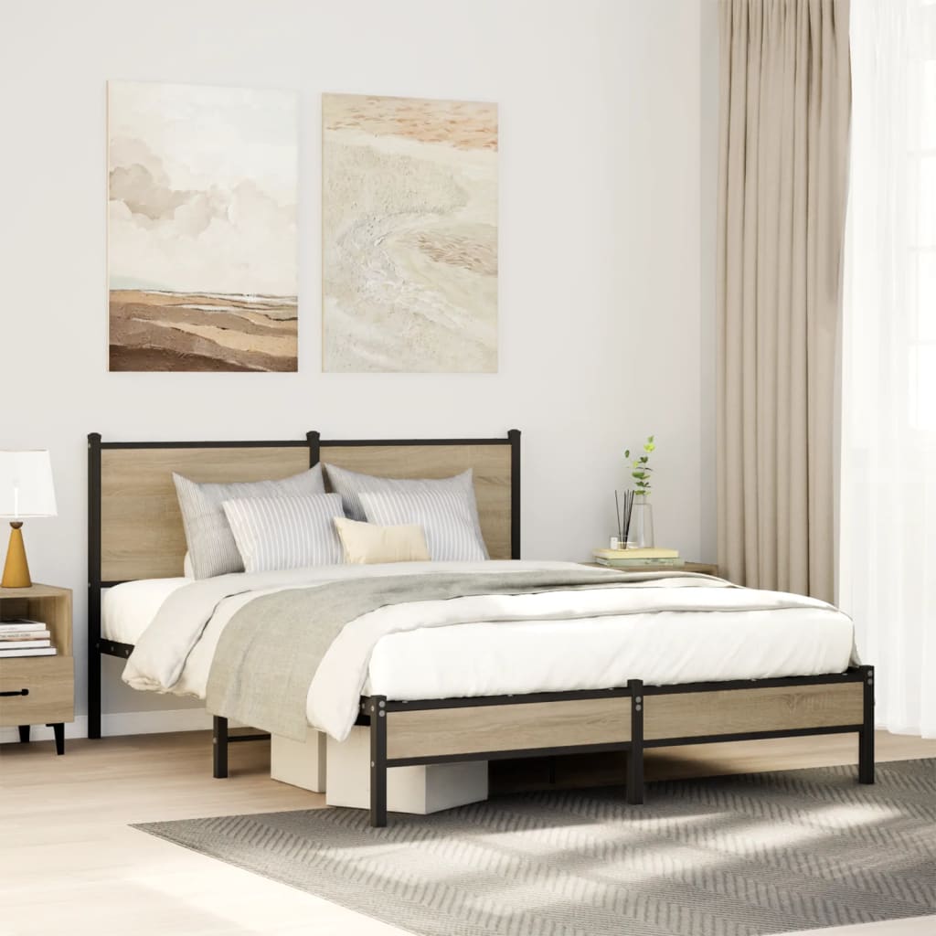 Giroletto senza Materaso in Metallo Rovere Sonoma 137x190 cm