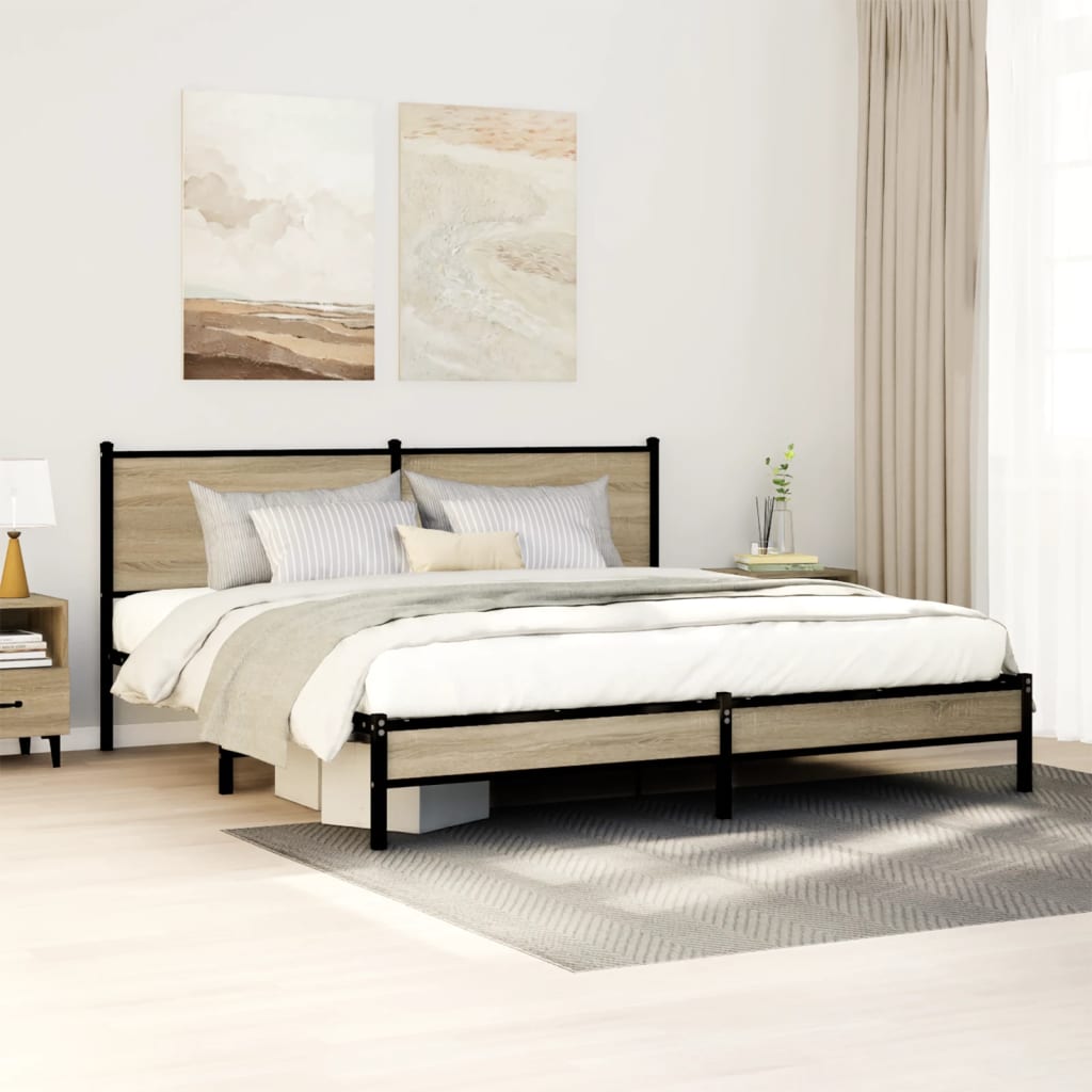 Giroletto senza Materaso in Metallo Rovere Sonoma 160x200 cm | homemem39