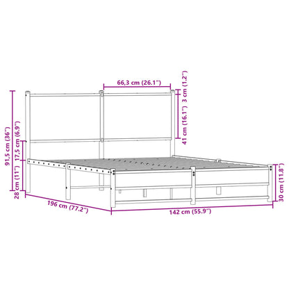 Giroletto senza Materaso in Metallo Rovere Sonoma 137x190 cm
