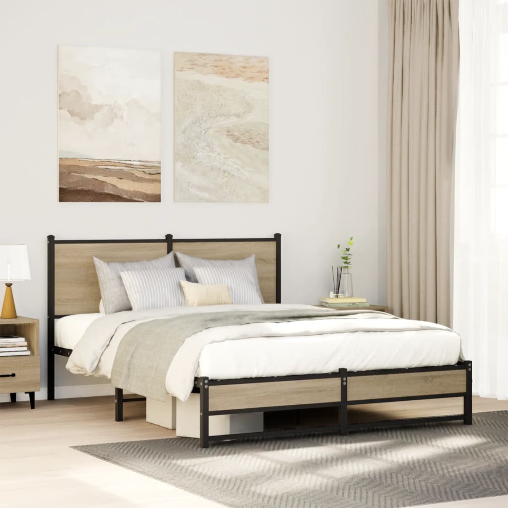 Giroletto senza Materaso in Metallo Rovere Sonoma 137x190 cm