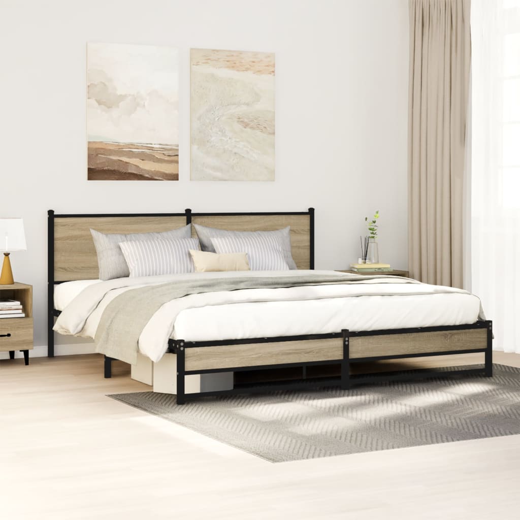 Giroletto senza Materaso in Metallo Rovere Sonoma 160x200 cm