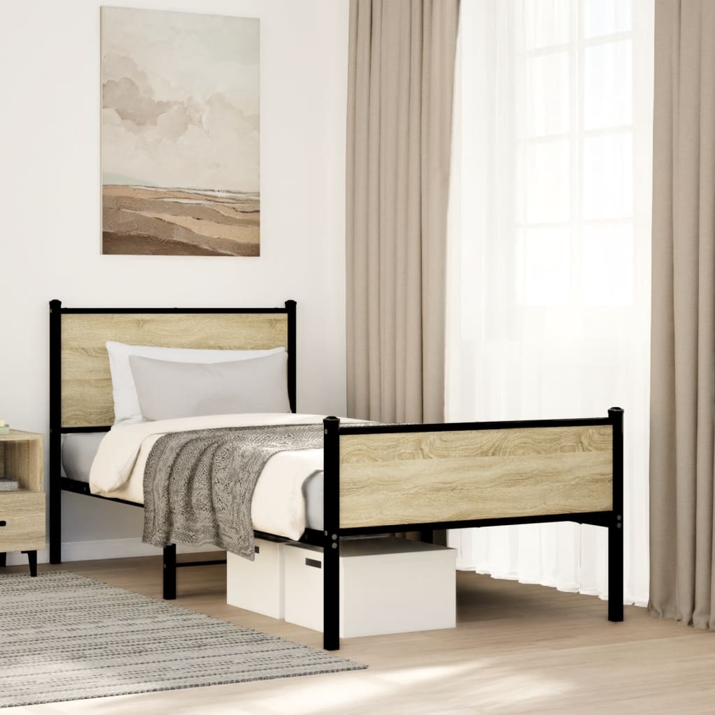 Giroletto senza Materaso in Metallo Rovere Sonoma 75x190 cm | homemem39