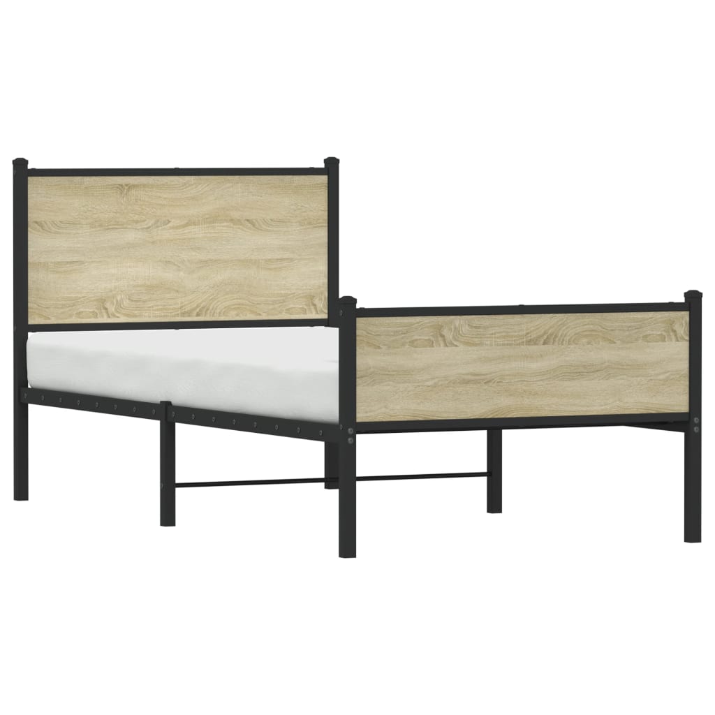 Giroletto senza Materaso in Metallo Rovere Sonoma 90x190 cm