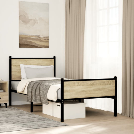 Giroletto senza Materaso in Metallo Rovere Sonoma 90x190 cm | homemem39