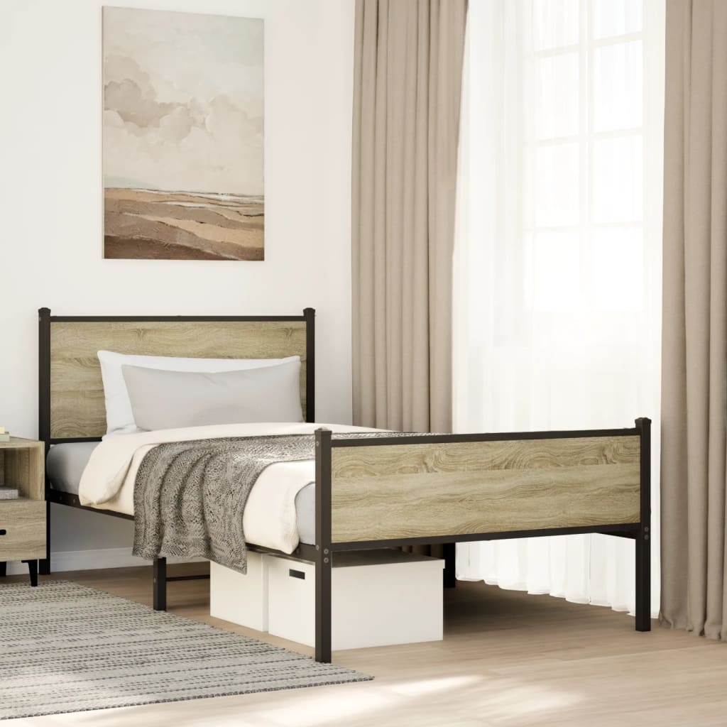 Giroletto senza Materaso in Metallo Rovere Sonoma 100x200 cm | homemem39