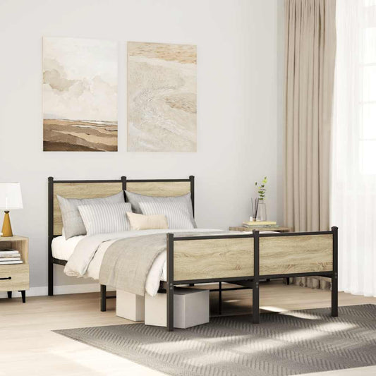Giroletto senza Materaso in Metallo Rovere Sonoma 120x200 cm | homemem39