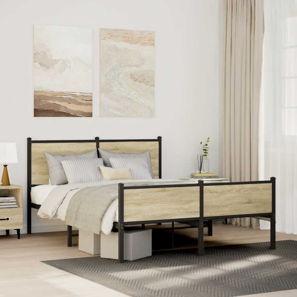 Giroletto senza Materaso in Metallo Rovere Sonoma 137x190 cm
