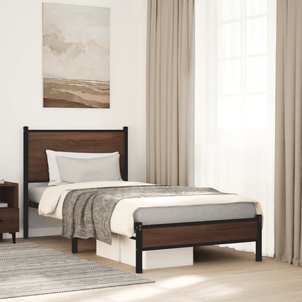 Giroletto senza Materasso in Metallo Rovere Marrone 75x190 cm